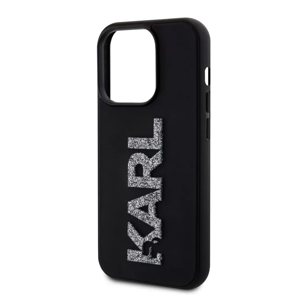 Torbica Karl Lagerfeld 3D Rubber Glitter Logo za iPhone 15 Pro Max 6.7 crna (KLHCP15X3DMBKCK)
