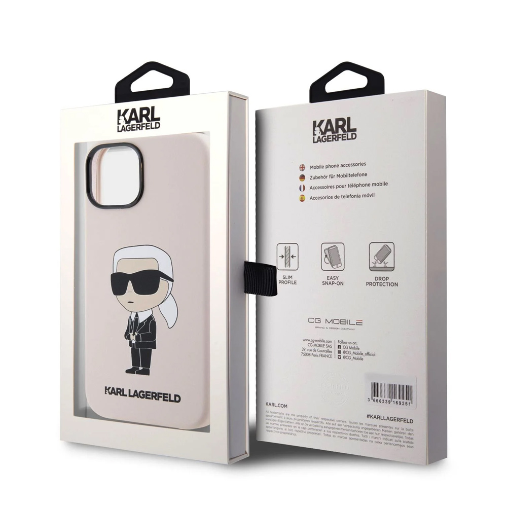 Torbica Karl Lagerfeld Hc Silicone NFT Ikonik za iPhone 15 6.1 roze (KLHCP15SSNIKBCP)