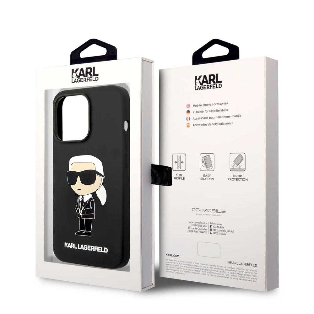 Torbica Karl Lagerfeld Hc Silicone NFT Ikonik za iPhone 15 Pro Max 6.7 crna (KLHCP15XSNIKBCK)