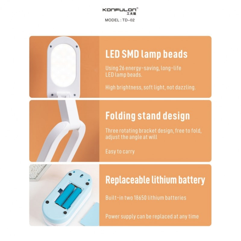 LED Lampa Konfulon TD-02 bela