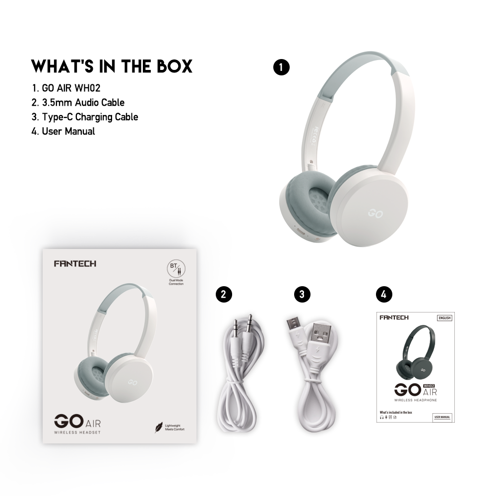 Bluetooth slusalice Fantech GO Air WH02 sive