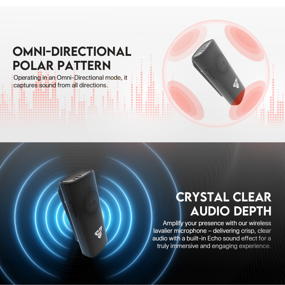 Mikrofon Wireless Fantech Lavalier Leviosa Air WMV21C (Dual Mic) Type C crni