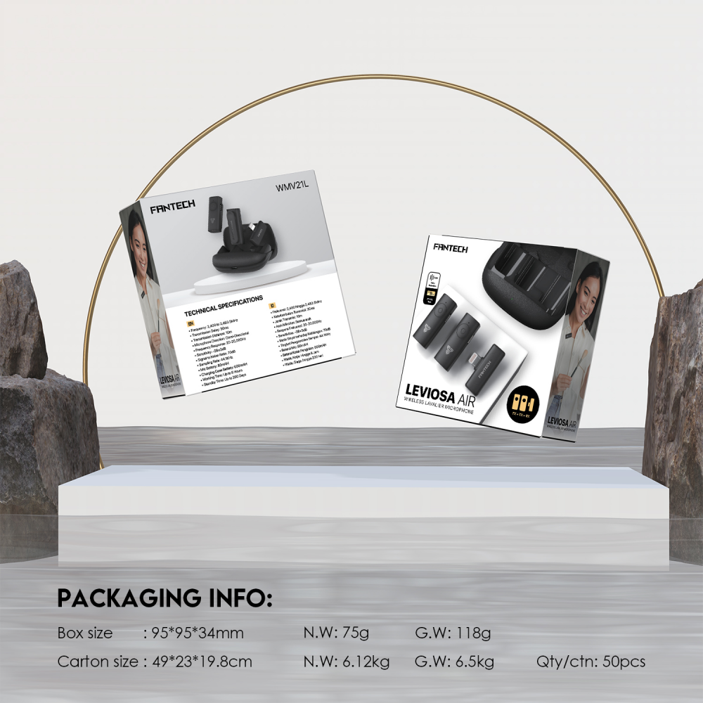 Mikrofon Wireless Fantech Lavalier Leviosa Air WMV21L (Dual Mic) Lightning