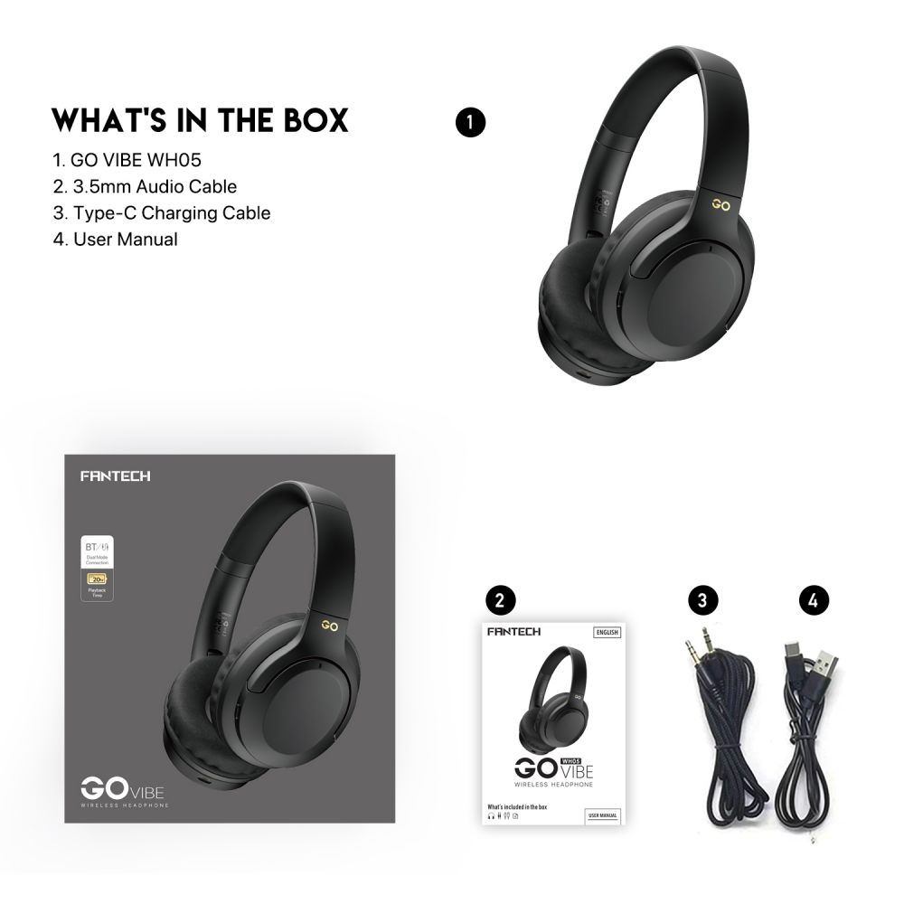Bluetooth slusalice Fantech GO Vibe WH05 crne