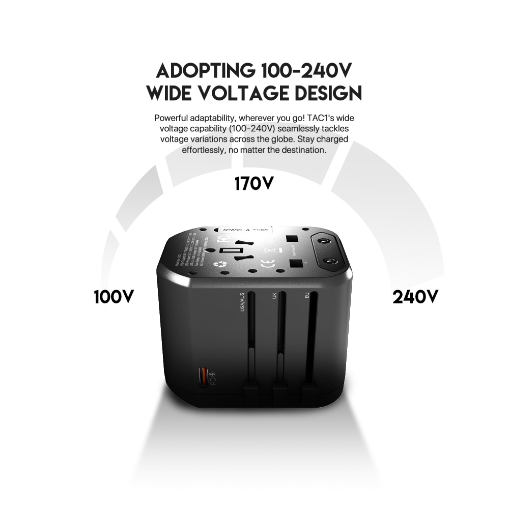Univerzalni Multi Adapter Fantech TAC1 Power Cube 20W, PD, QC 3.0, 20W, crni