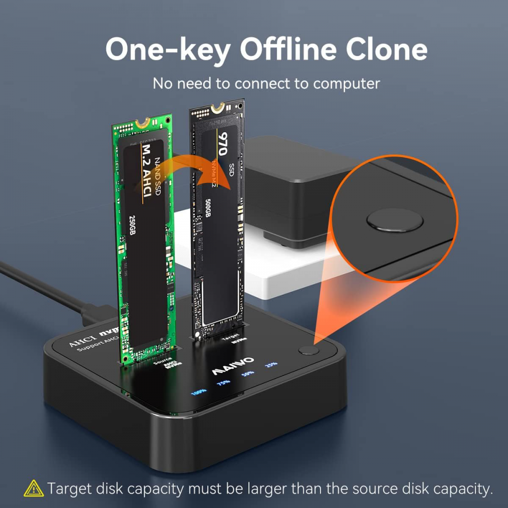 Docking station MAIWO K3016P2, Type C 3.2 na 2x M.2 NVMe clone crni