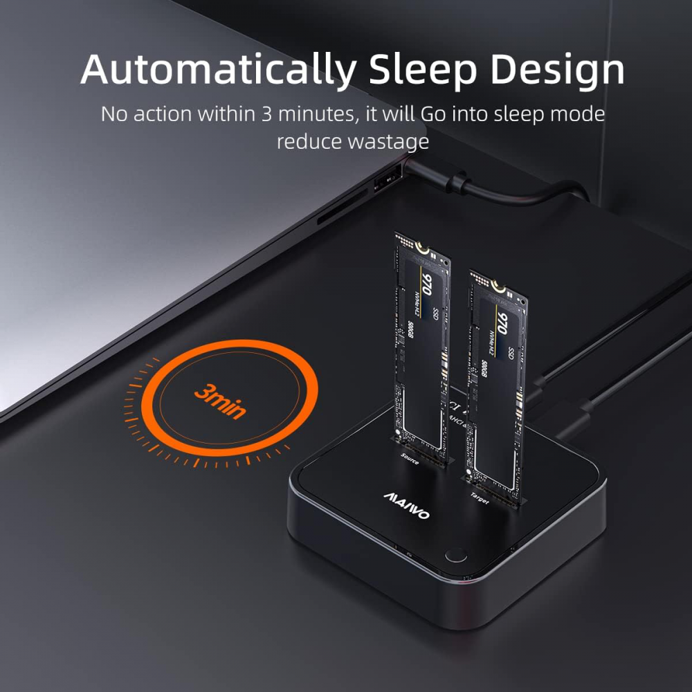Docking station MAIWO K3016P2, Type C 3.2 na 2x M.2 NVMe clone crni