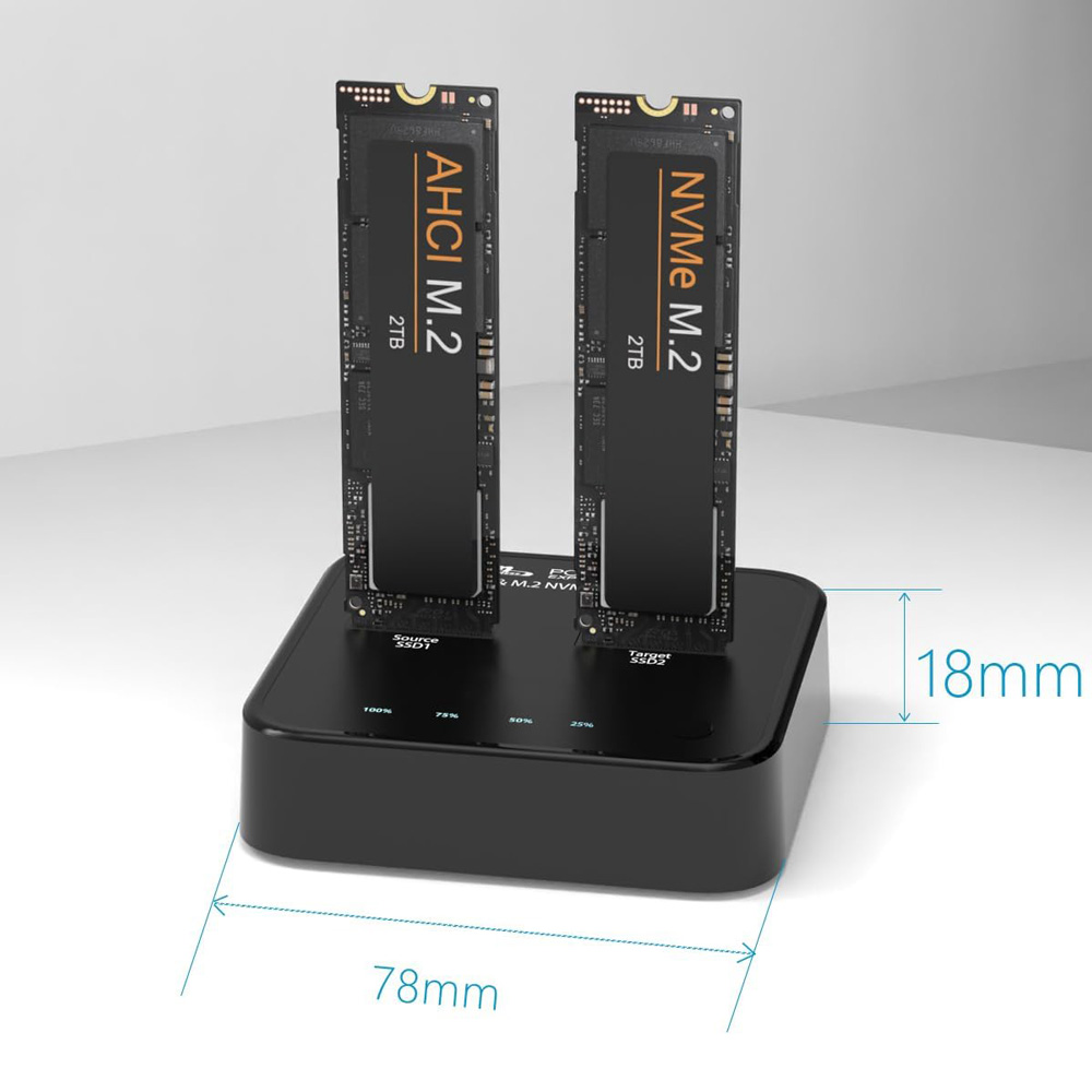Docking station MAIWO K3016P2, Type C 3.2 na 2x M.2 NVMe clone crni