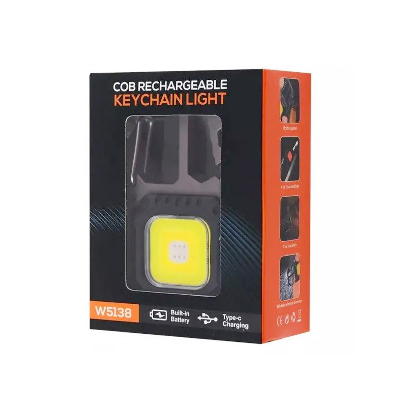 LED lampa privezak, otvarac za flase, univerzalni kljuc sa razbijacem stakla i srafcigerima, crna