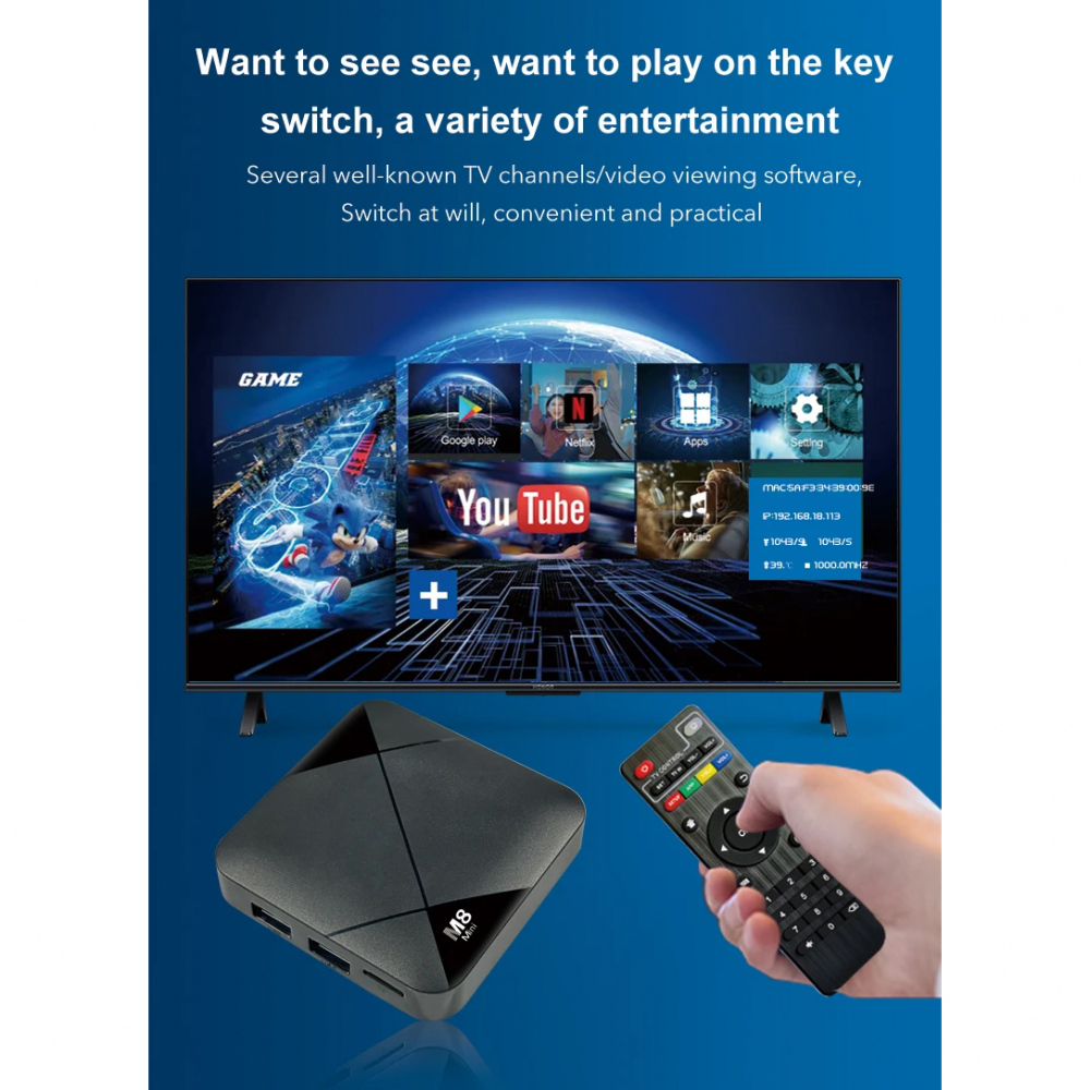Android Smart TV GAME box M8 mini 2/16GB