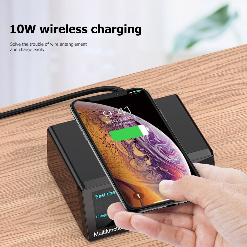 Multi USB punjac WLX-X9 sa LCD-om/8 USB portova+Wireless punjac crni