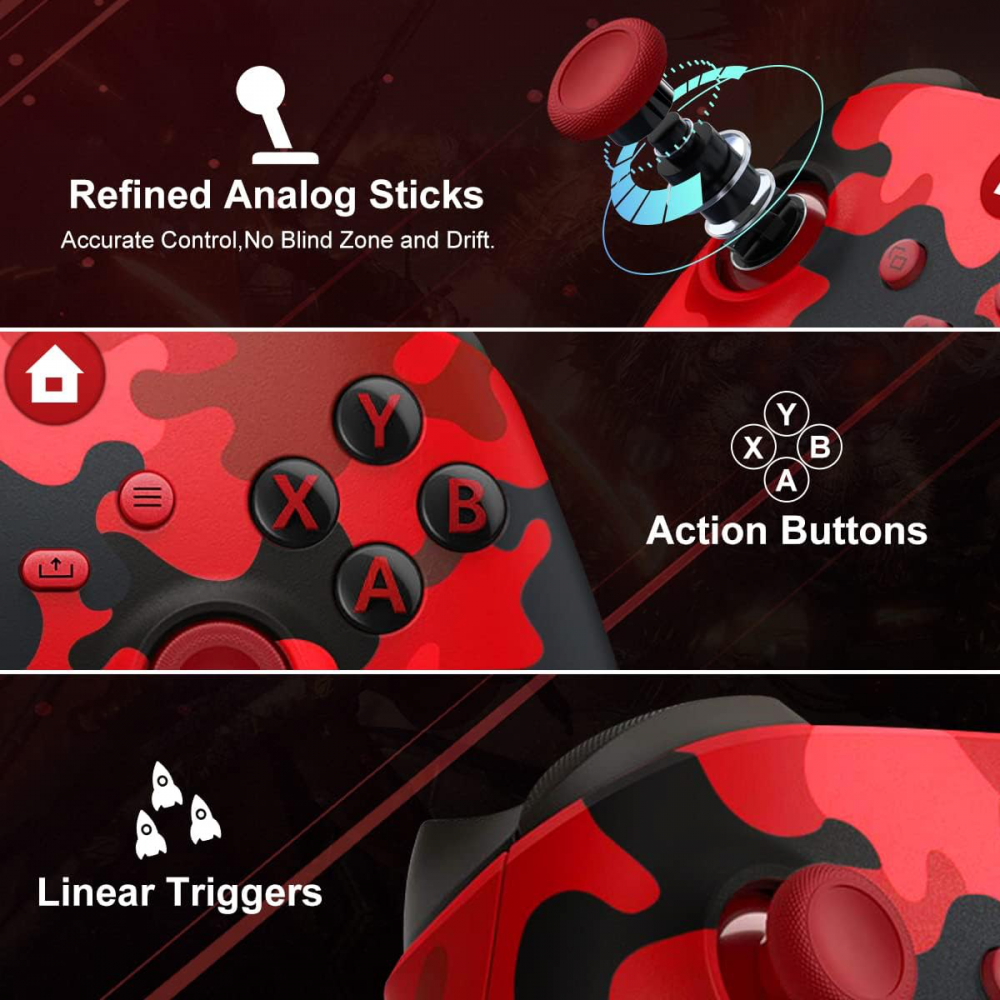 Joypad WIFI kontroler za XBOX One, XBOX X series, PC Windows, PS 3 army crvena