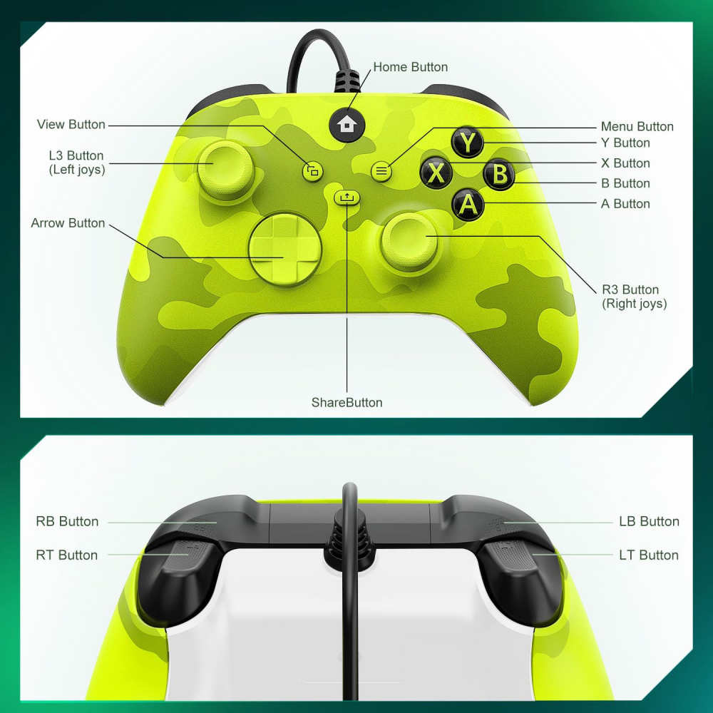 Joypad WIFI kontroler za XBOX One, XBOX X series, PC Windows, PS 3 army zelena