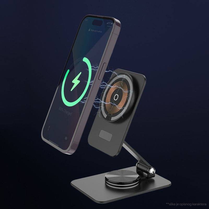 Kucni punjac Wireless 15W rotirajuci beli