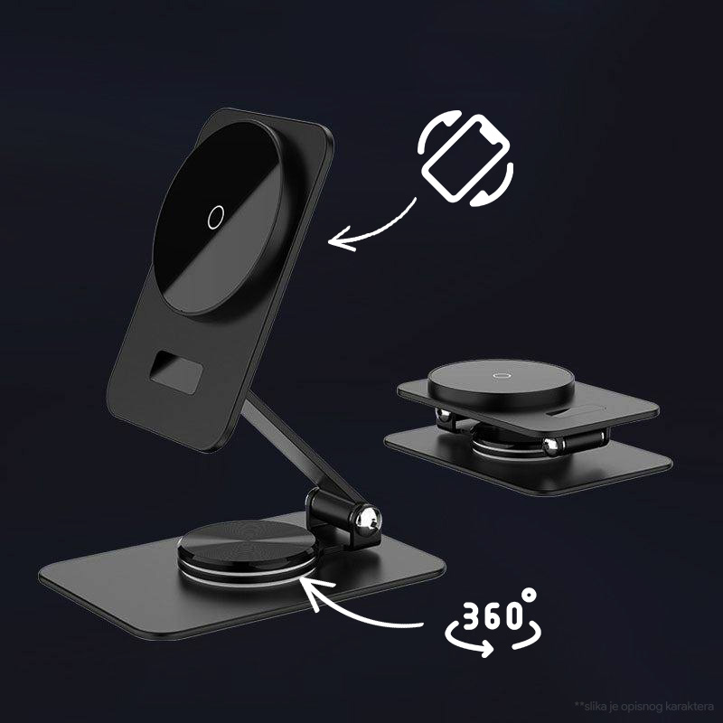 Kucni punjac Wireless 15W rotirajuci beli