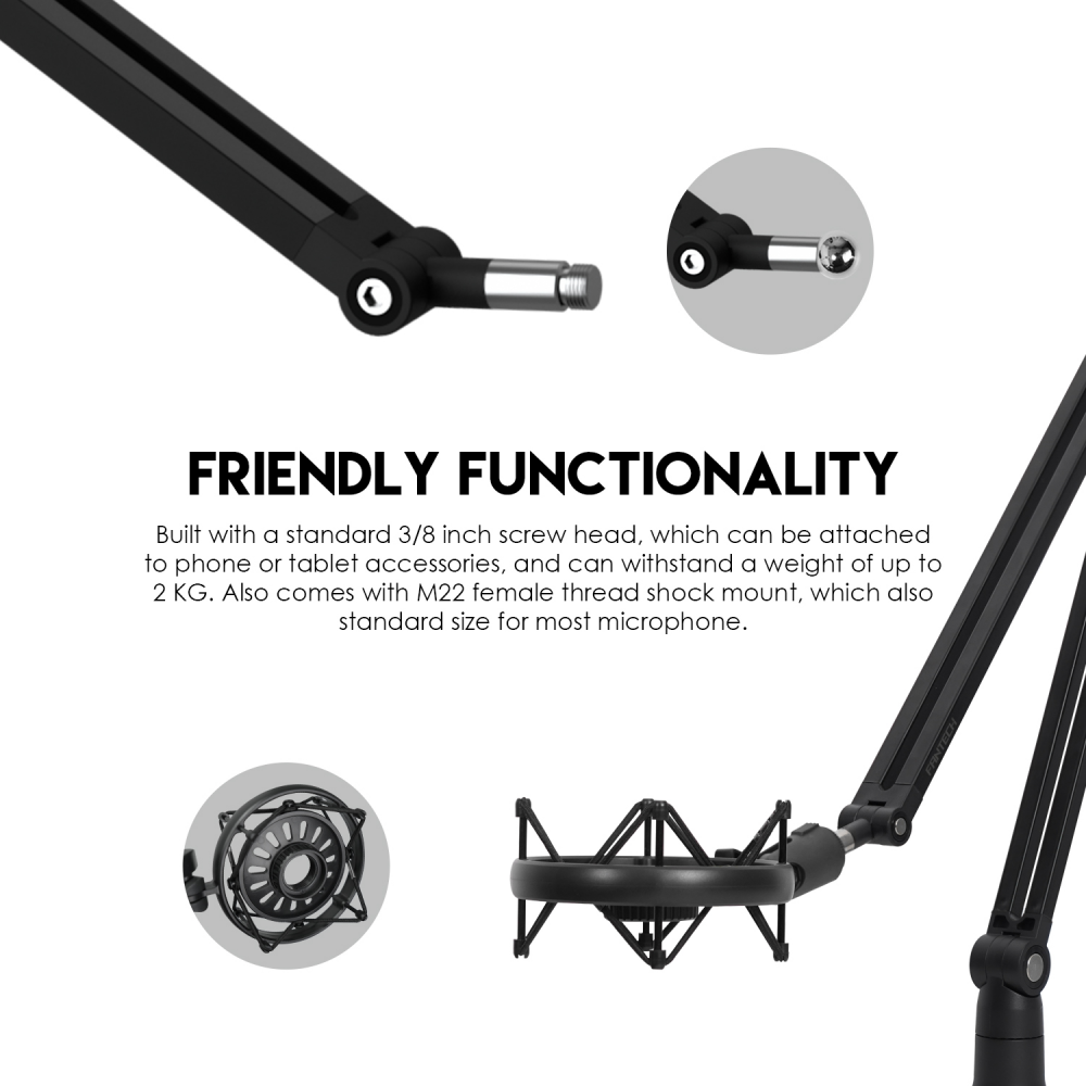 Studijski stalak za mikrofon Fantech AC902s Microfone boom arm crni