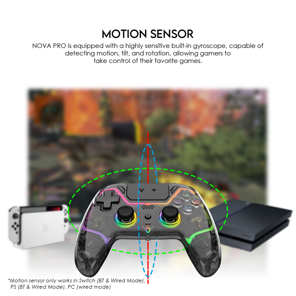 Joypad wireless Fantech WGP14V2 NOVA PRO multiplatform RGB CLEAR crni