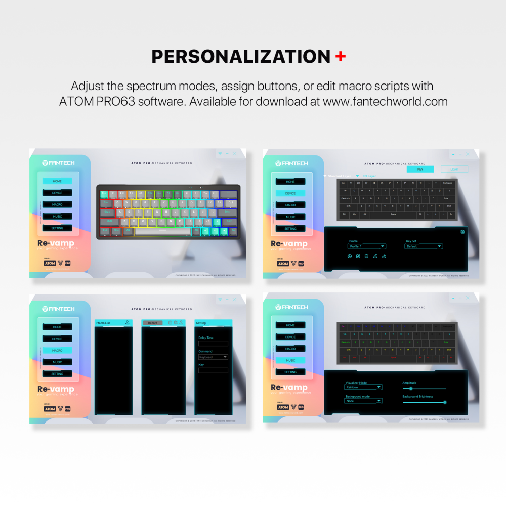 Tastatura Mehanicka Gaming Fantech MK912 RGB Atom PRO63 Wireless Mercury (blue switch)