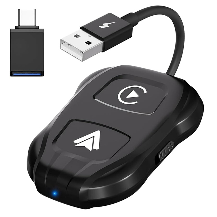 TechAdro Carplay Wireless Adapter za auto Andorid 2 u 1 USB, Type C crni