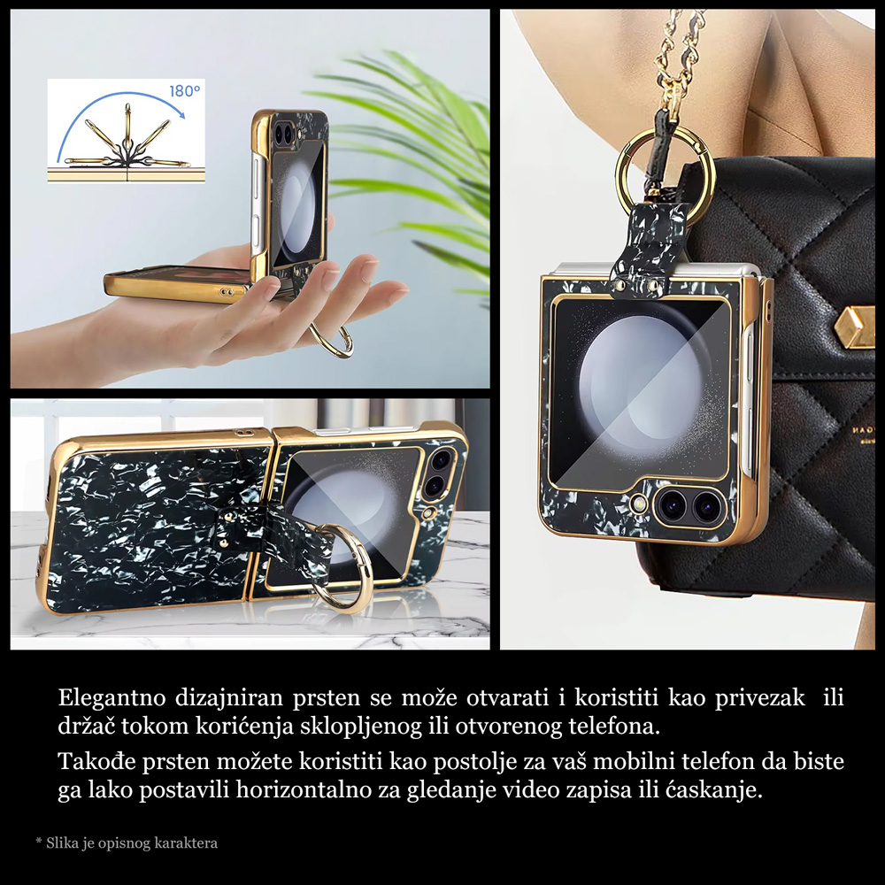 Torbica Luxurious Shell Pattern za Samsung F741B/F761B Galaxy Z Flip 6/7 FE 5G ljubicasta
