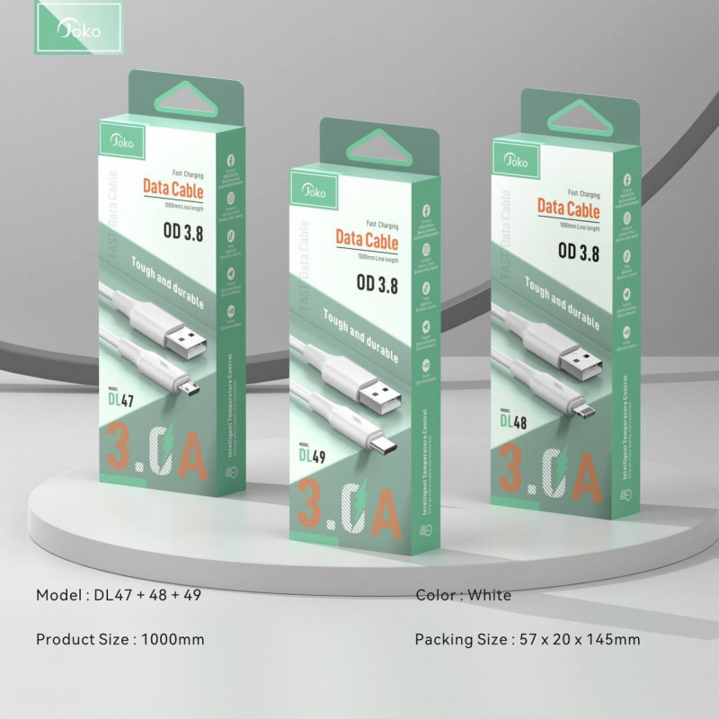 Data kabl KONFULON DL48, 2.4A, USB na iPhone lightning beli 1m