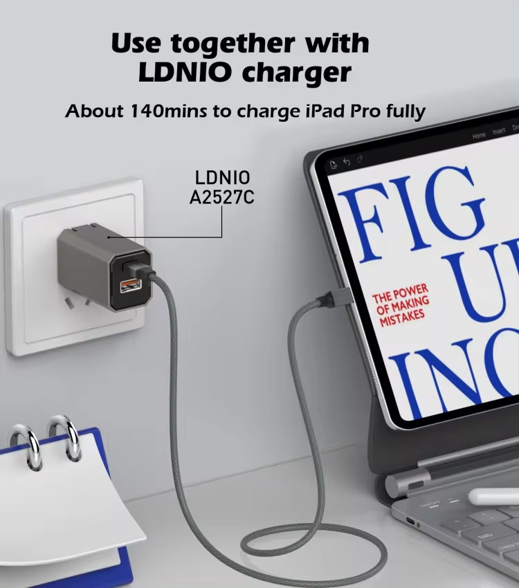 Data kabl LDNIO LC442I 30w, Type C na iPhone Lightning sivi 2m