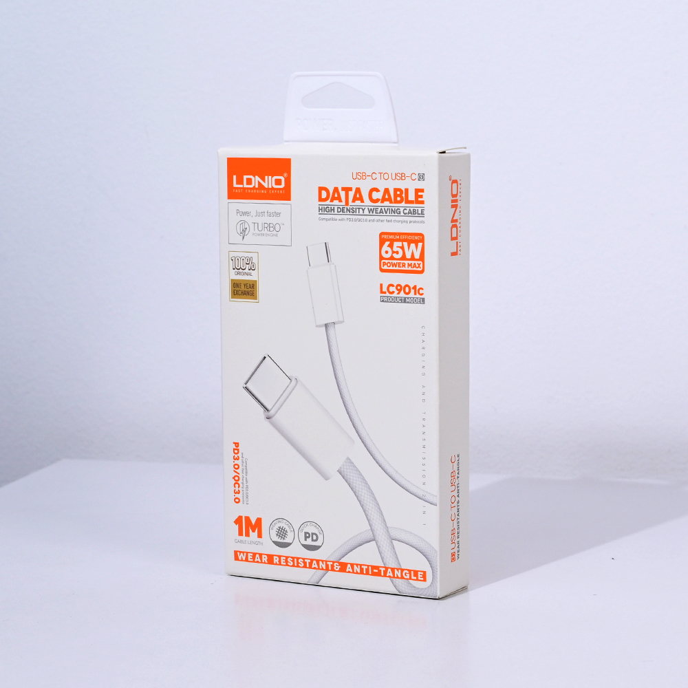 Data kabl LDNIO LC901-C 65W Type C na Type C beli 1m