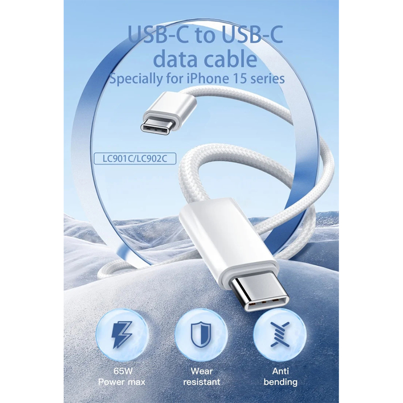 Data kabl LDNIO LC902-C 65W Type C na Type C beli 2m