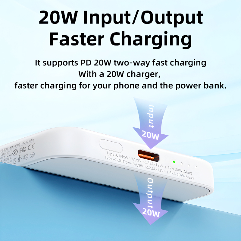 Power bank prenosiva baterija Magsafe REMAX Usion Series RPP-65 PD 20W + QC 15W Fast Charging 10000mAh beli