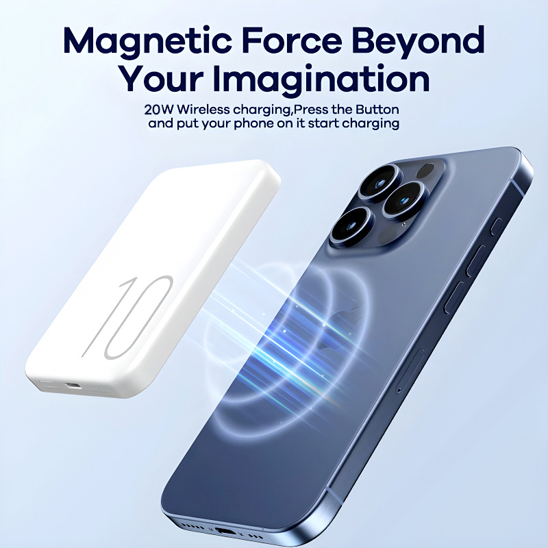 Power bank prenosiva baterija Magsafe REMAX Usion Series RPP-65 PD 20W + QC 15W Fast Charging 10000mAh beli