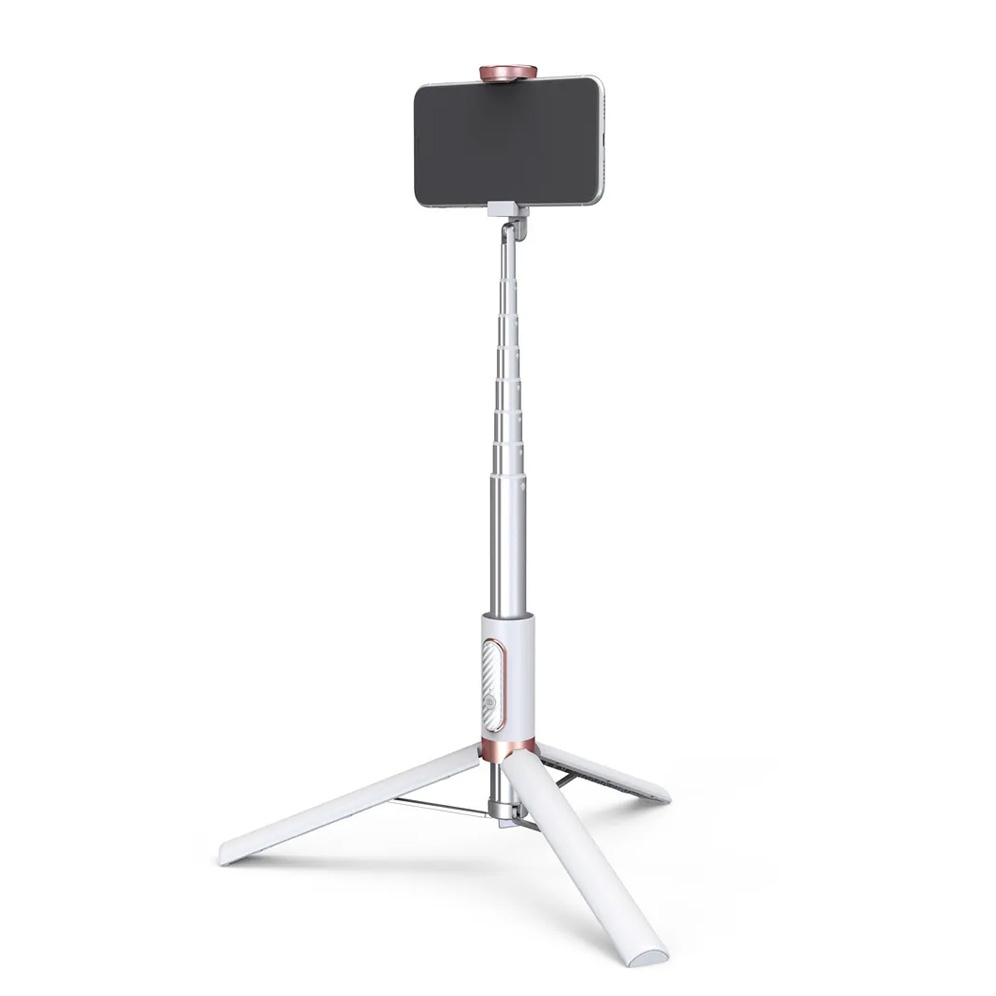 Selfie stick M18 mini + tripod beli/roze