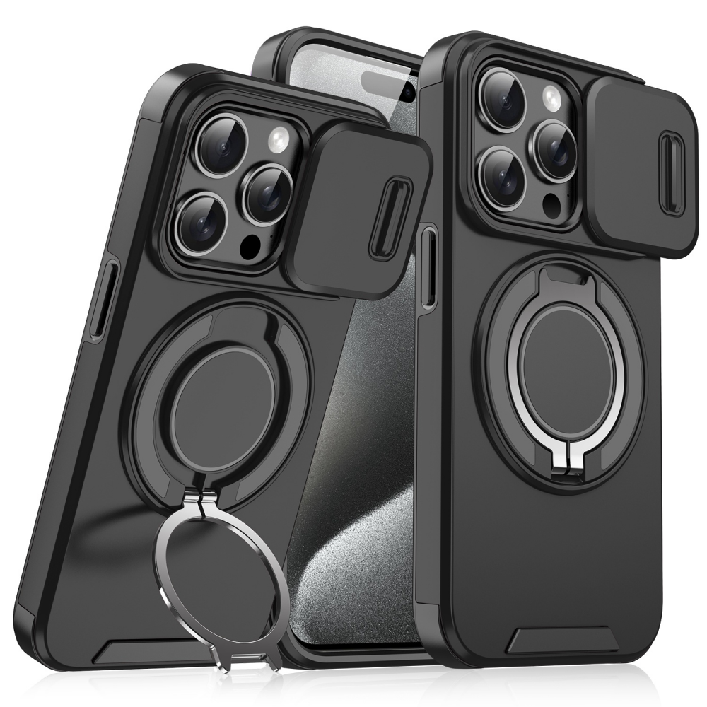 Torbica CamShield Ring stand za iPhone 15 Pro 6.1 crna