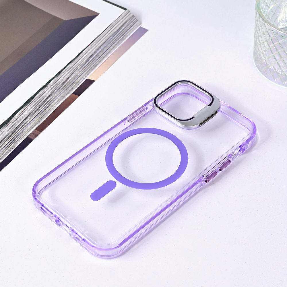 Torbica Magsafe transparent za iPhone 12 6.1 ljubicasta