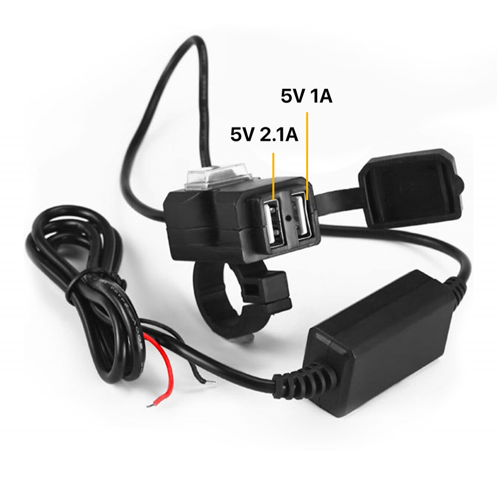 Adapter 2.1A vodootporni za motor 1.5m crni