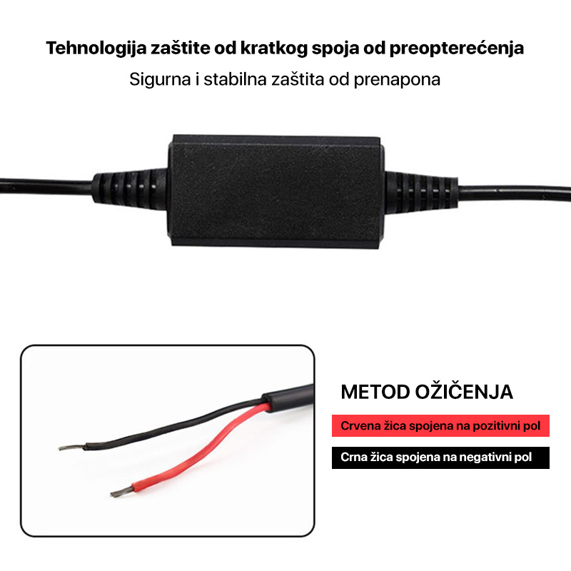 Adapter 2.1A vodootporni za motor 1.5m crni