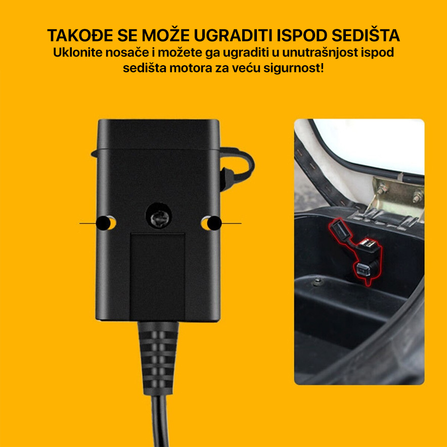Adapter 2.1A vodootporni za motor 1.5m crni