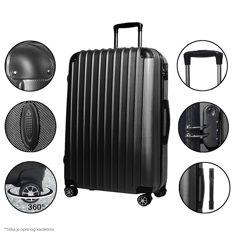 Kofer Strong Stripe crni EL 28"