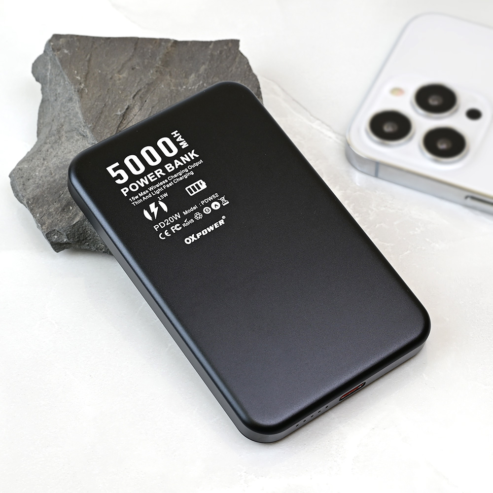 Power bank prenosiva baterija Magsafe Oxpower PD W52 5000mAh crna