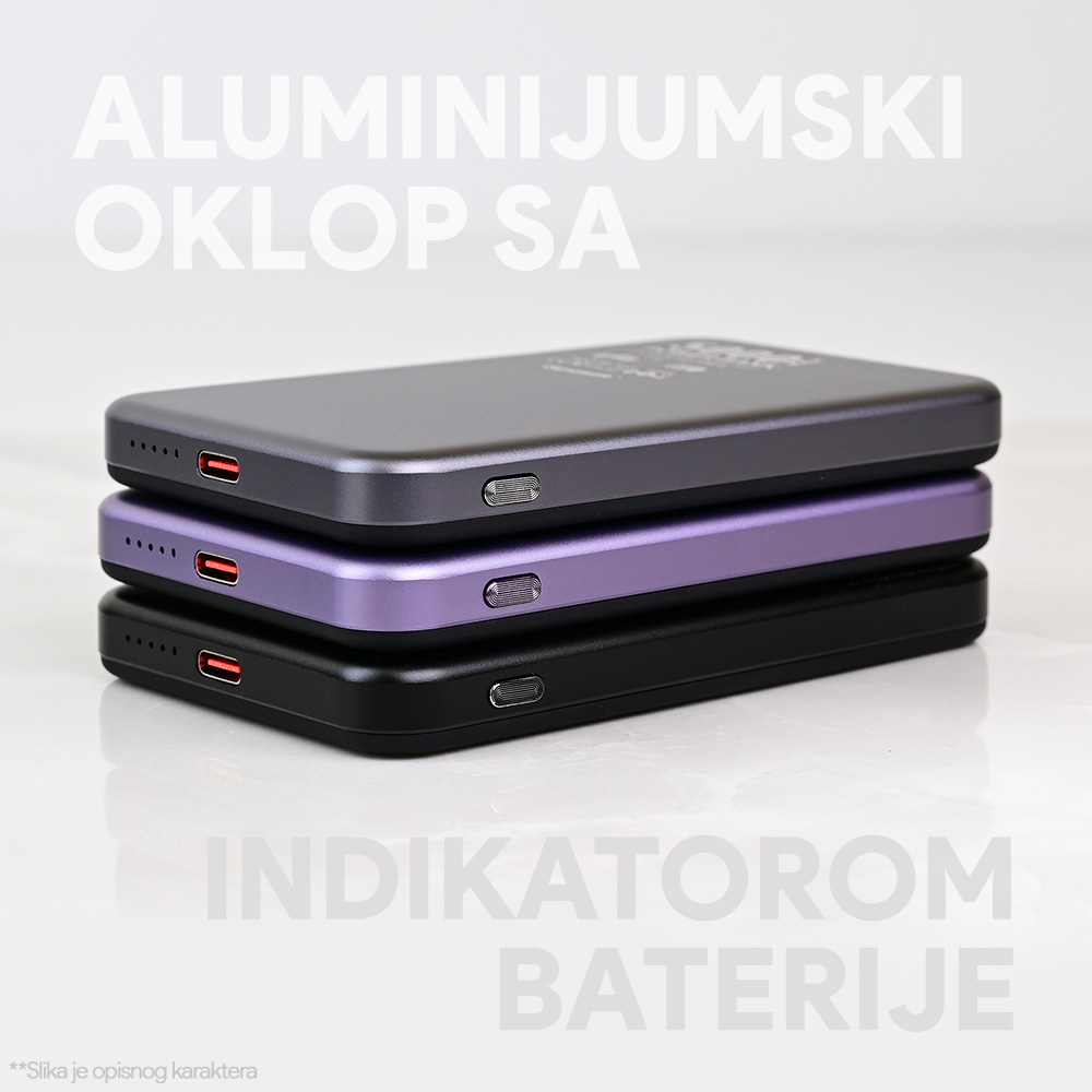 Power bank prenosiva baterija Magsafe Oxpower PD W52 5000mAh siva