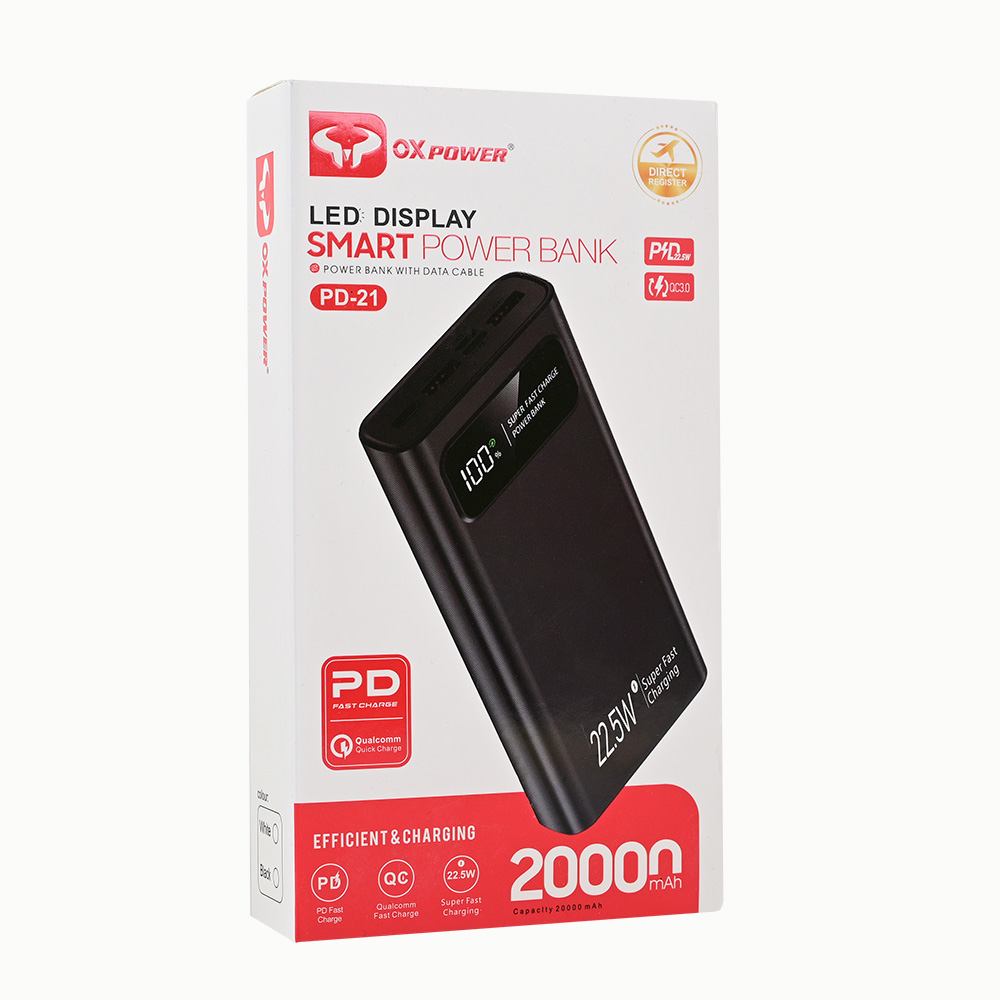 Power bank prenosiva baterija Oxpower PD21 20000mAh crna