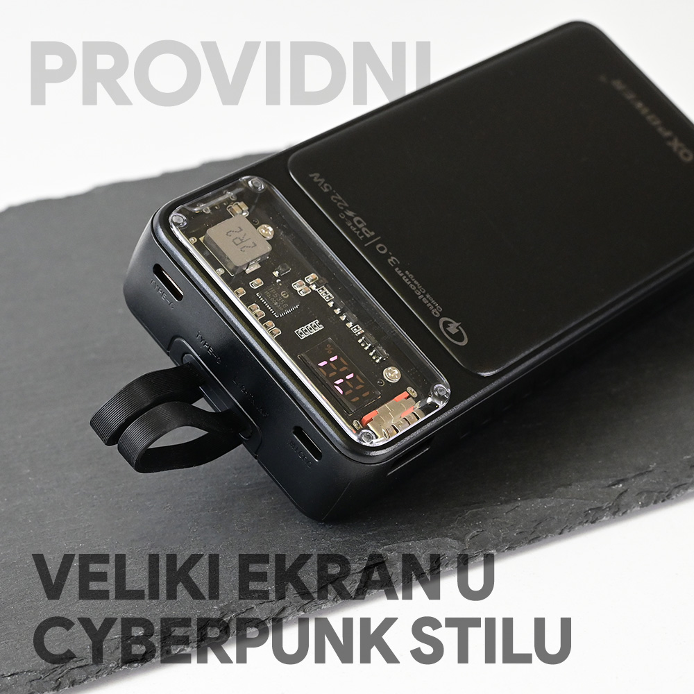 Power bank prenosiva baterija Oxpower P410 PD QC 22.5W 20000mAh crna