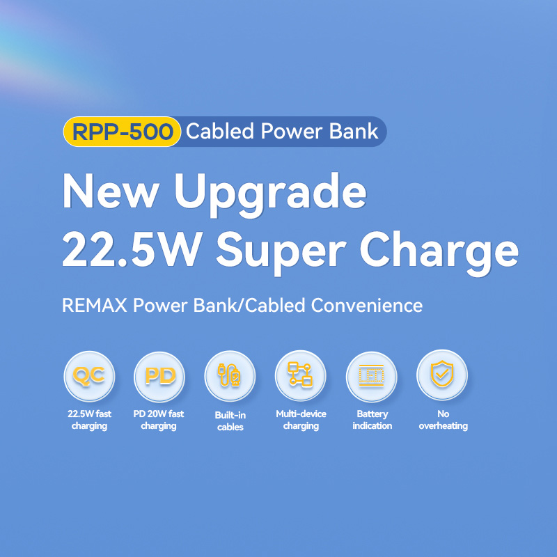 Power bank prenosiva baterija REMAX Suji Series RPP-500 20W+22.5W PD+QC 10000mAh ljubicasta