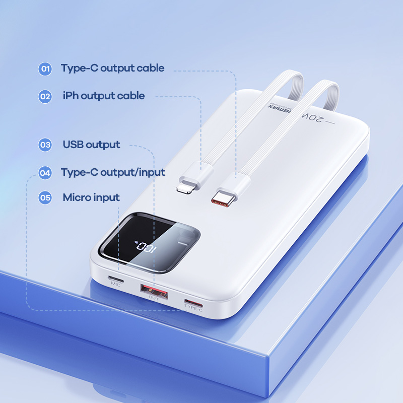 Power bank prenosiva baterija REMAX Suji Series RPP-500 20W+22.5W PD+QC 10000mAh ljubicasta