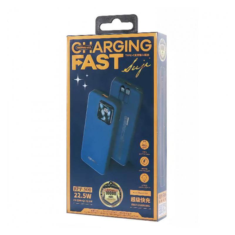 Power bank prenosiva baterija REMAX Suji Series RPP-500 20W+22.5W PD+QC 10000mAh ljubicasta