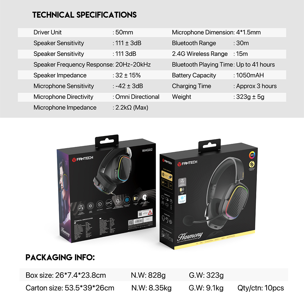 Bluetooth slusalice Fantech WHG02 Harmony bele