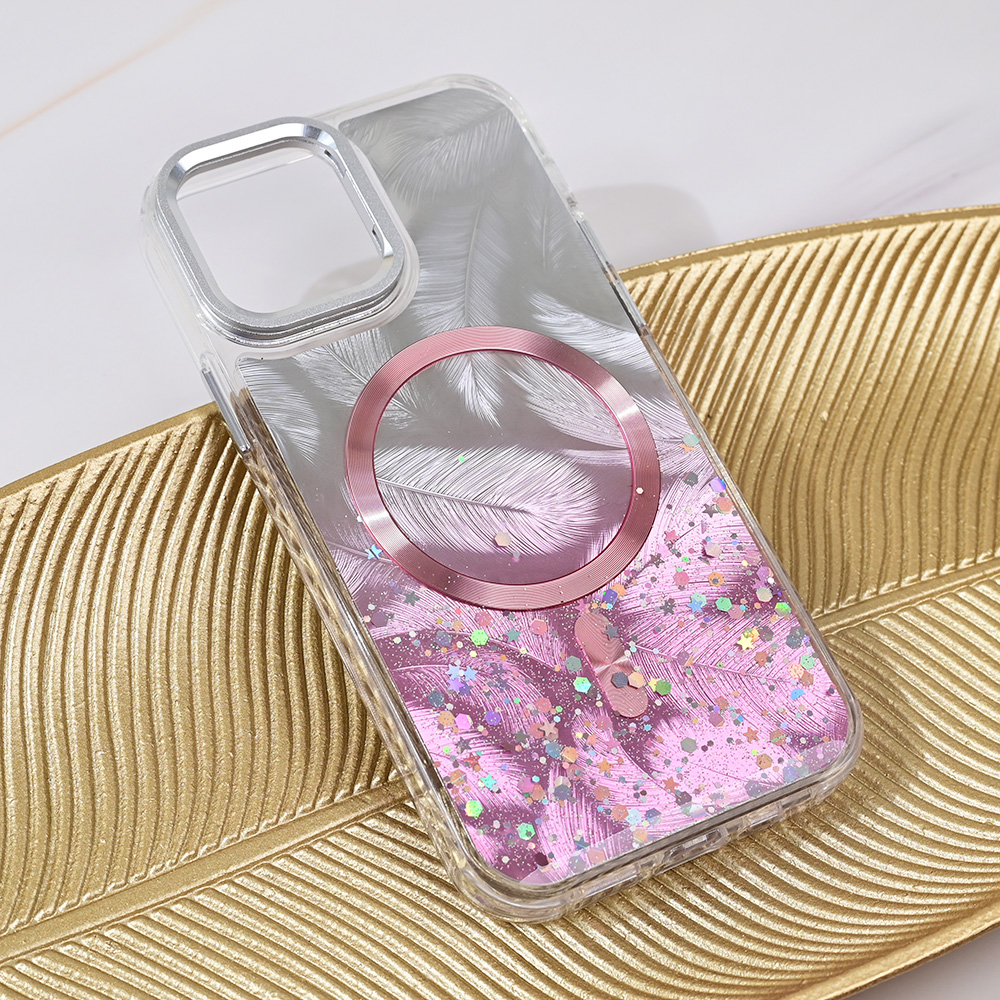 Torbica Magsafe Glitter za iPhone 12 6.1 roze
