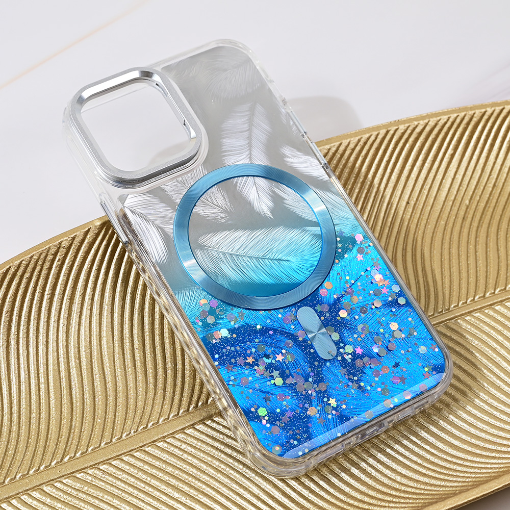 Torbica Magsafe Glitter za iPhone 12 6.1 tamno plava