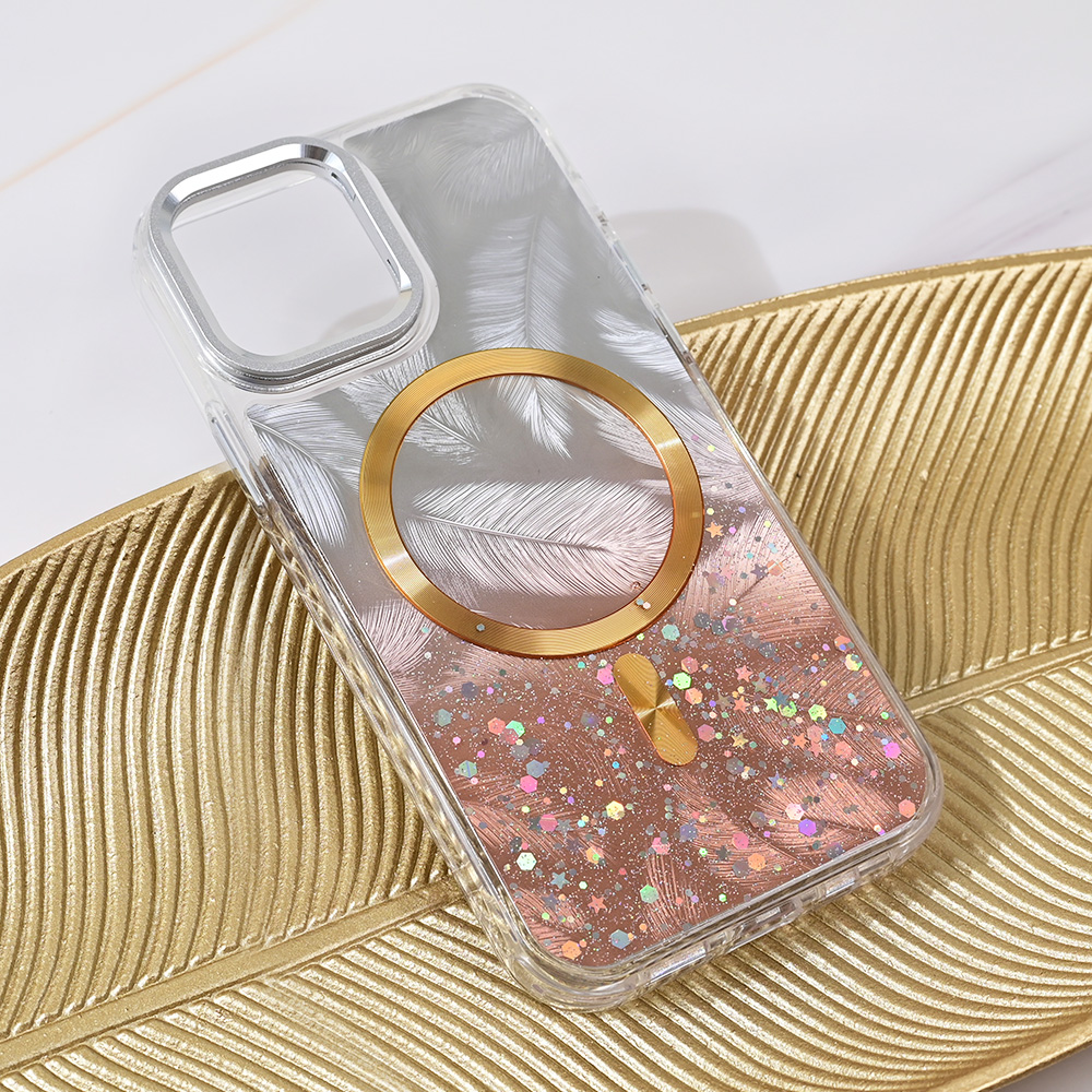Torbica Magsafe Glitter za iPhone 12 6.1 zlatna