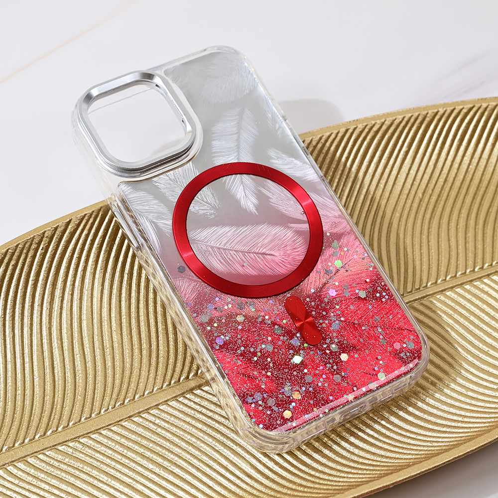 Torbica Magsafe Glitter za iPhone 13 6.1 crvena