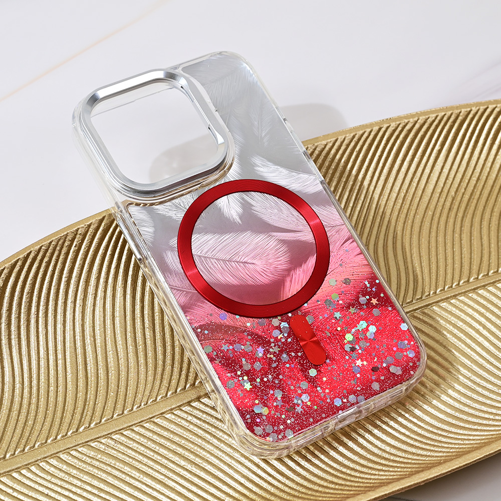 Torbica Magsafe Glitter za iPhone 15 Pro 6.1 crvena